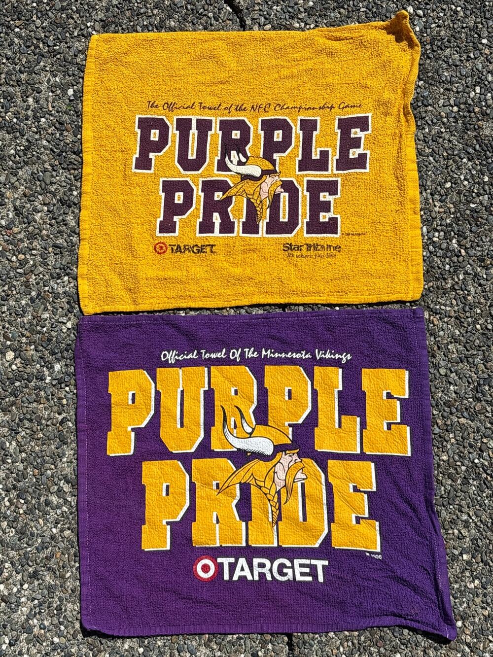MINNESOTA VIKINGS SGA VTG 1998 PURPLE PRIDE TOWELS Rally Rags ManCave target